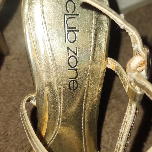 Club Zone Gold Strappy Heels for Women - Picture 4 of 5